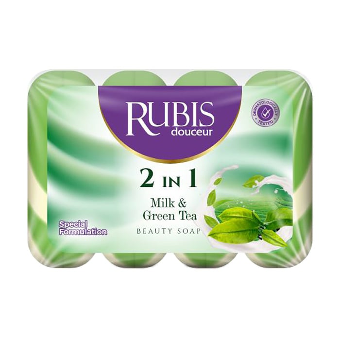 Уцінка! Тверде мило Rubis 2 in 1 Milk &amp; Green Tea Beauty Soap Молоко та зелений чай, 4*90 г